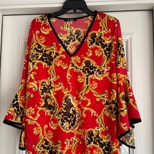 Elegant Red and Gold Women's Top